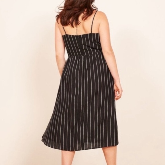 NWT REFORMATION Serena Linen Midi Dress in Sinatra Stripe size 18 - Picture 3 of 6